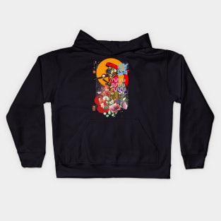 dog  samurai monk  with sword and spears Kids Hoodie